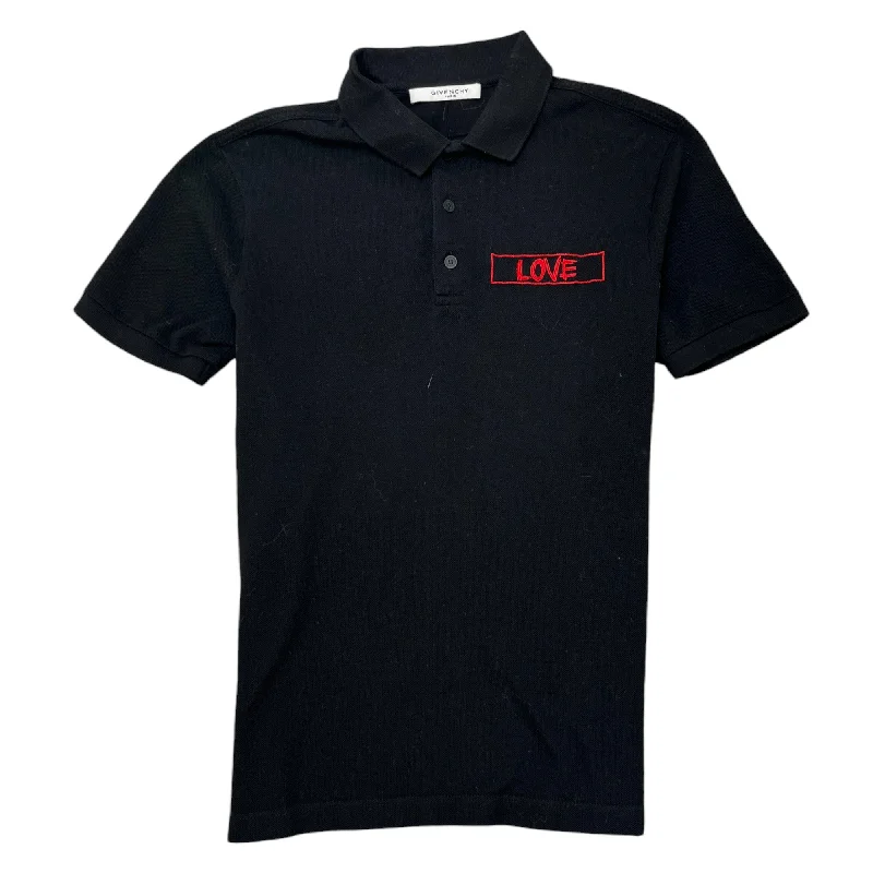 Super Bargain Men's Love Logo Polo Shirt Black Size S
