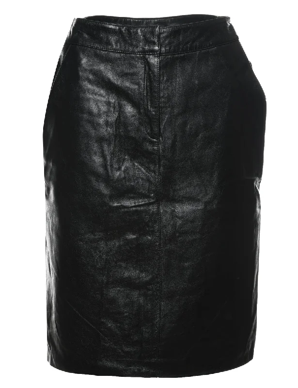 Weekend Discounts to Delight Black Leather Skirt - S
