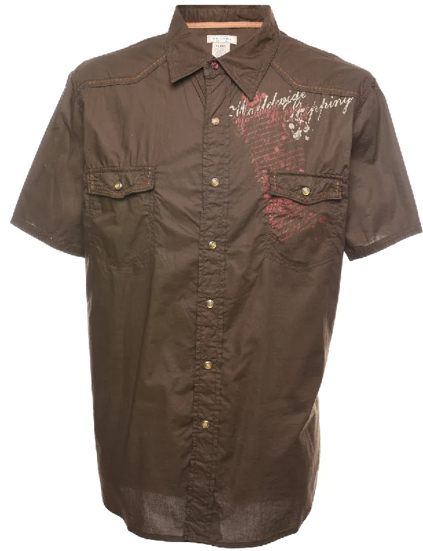Loyalty Reward Brown & Red Y2K Printed Shirt - XL