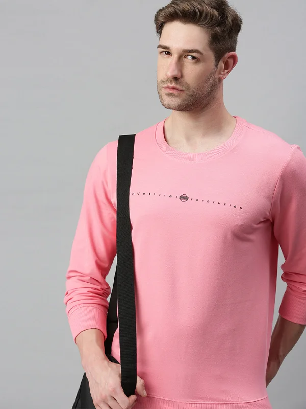 Weekend Offers That Tempt Men Solid Pink Sweatshirt