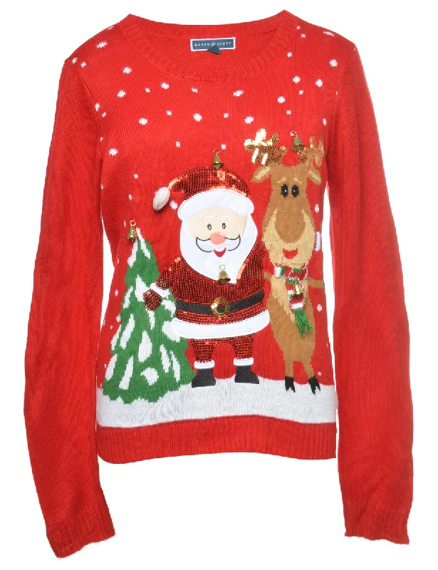 Beyond Retro Reworked Christmas Jumper With Bells - XL