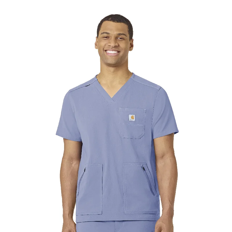 Can't Miss Carhartt Rugged Flex Peak Men's 5-Pocket V-Neck Scrub Top - Ceil Blue