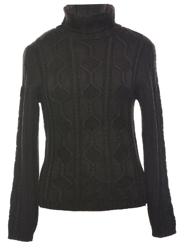 Hurry In Cable Knit Turtleneck Jumper - M