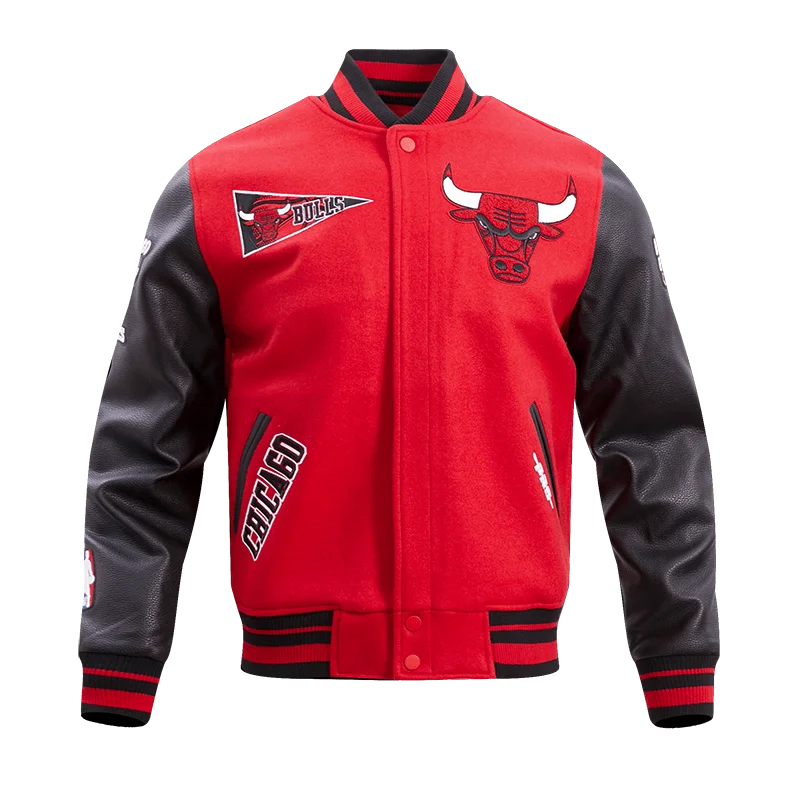 Deal of the Day NBA CHICAGO BULLS RETRO CLASSIC MEN'S RIB WOOL VARSITY JACKET (RED/BLACK)