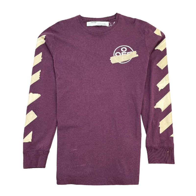 Top Pick Men's Arrow Logo Long Sleeve T-Shirt Purple Size L