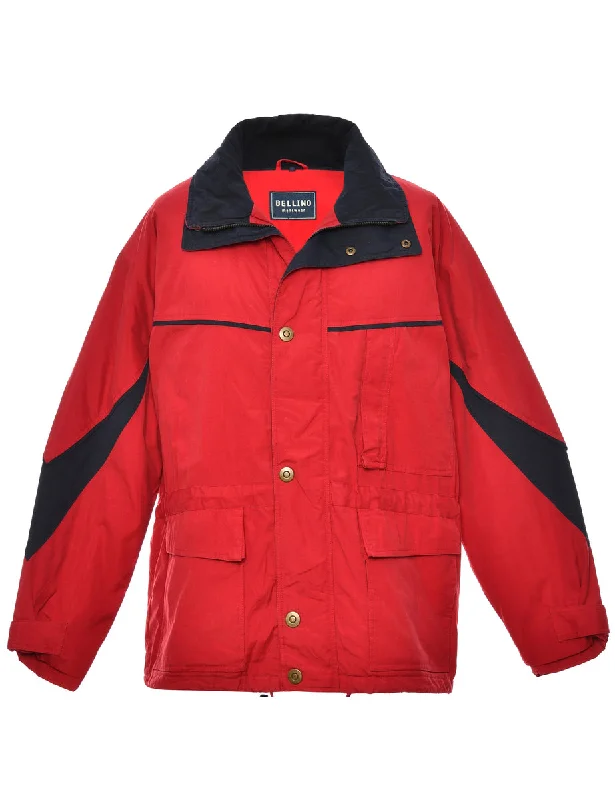 Quick Sale Button Front Red & Navy Ski Jacket - L