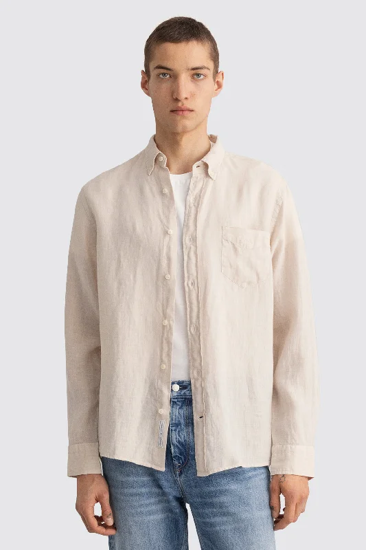 Weekend Bargains to Snag Gant Regular Linen Shirt Putty