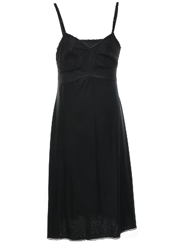 Can't Miss Black Slip Dress - L