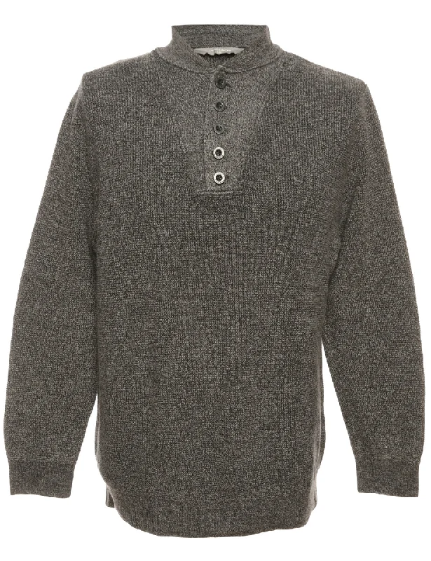 Discount Mania Button Through Dark Grey Jumper - L