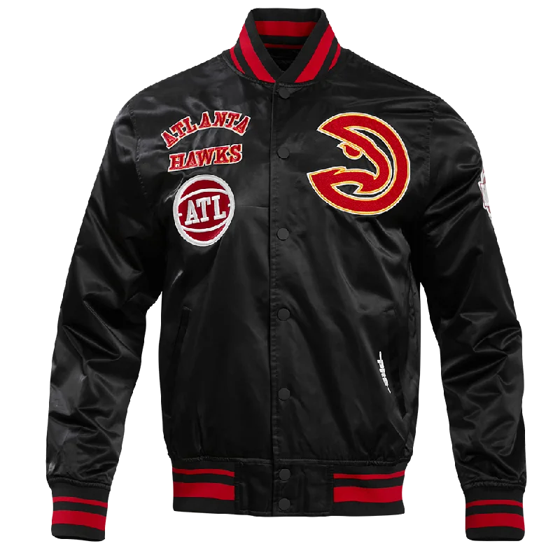 Today’s Special NBA ATLANTA HAWKS RETRO CLASSIC MEN'S RIB SATIN JACKET (BLACK/RED/BLACK)