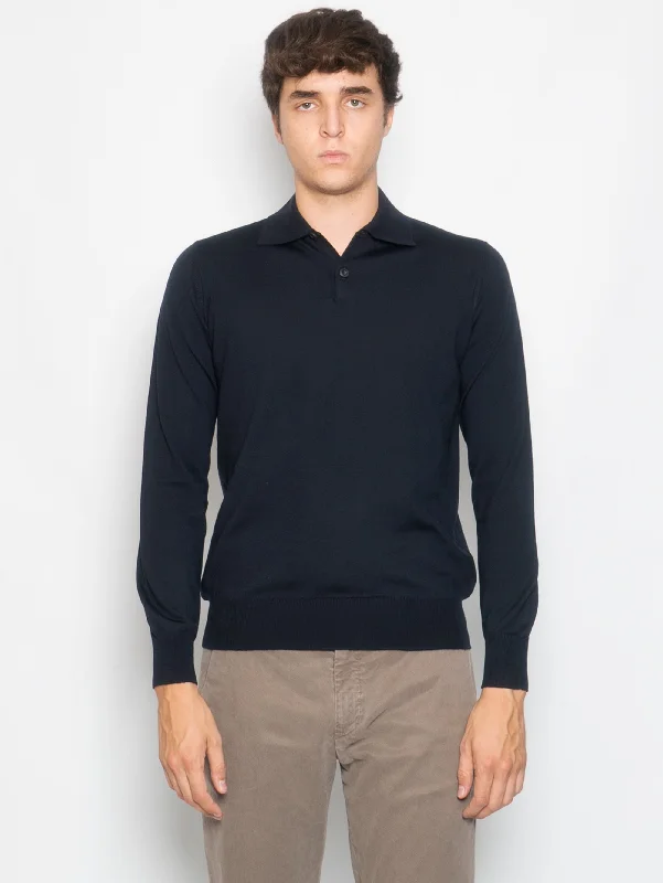 Super Sale Polo con Due Bottoni Blu Notte
