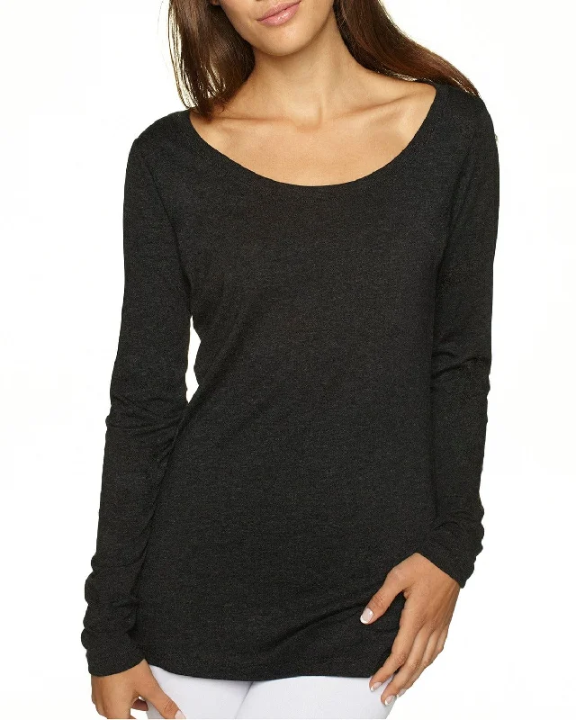 Year-End Sale Next Level Ladies Triblend Long Sleeve Scoop Tee | Vintage Black