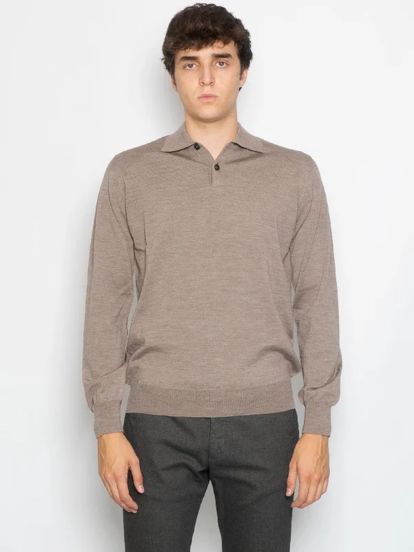 Stock Clearance Polo con Due Bottoni Greige