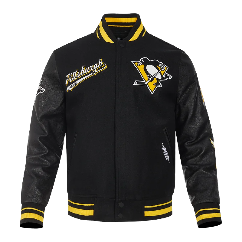 Markdowns NHL PITTSBURGH PENGUINS SCRIPT TAIL MEN'S RIB WOOL VARSITY (BLACK/YELLOW)