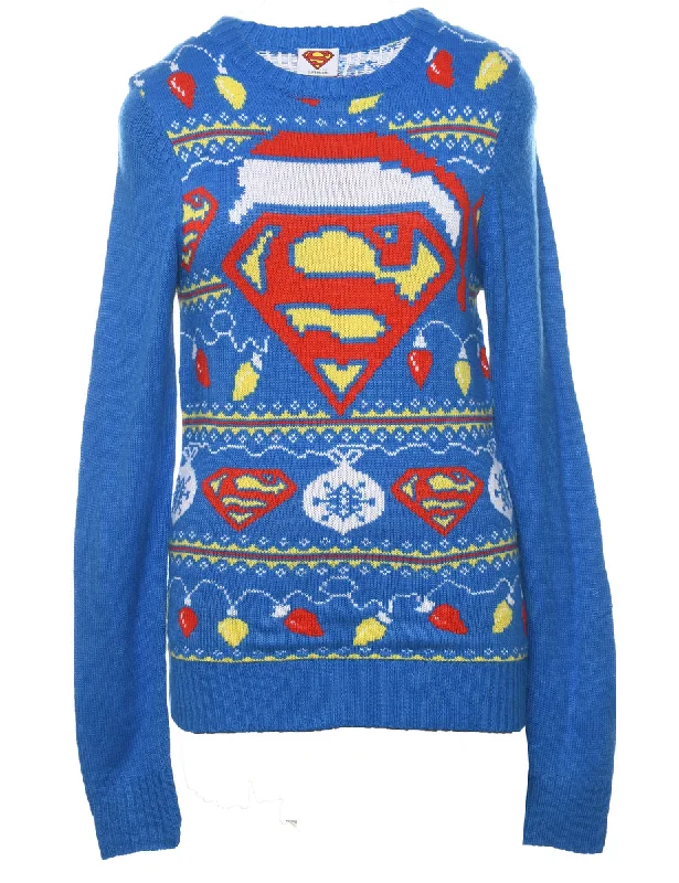 Make Your Weekend Count with Savings Blue Christmas Jumper - M