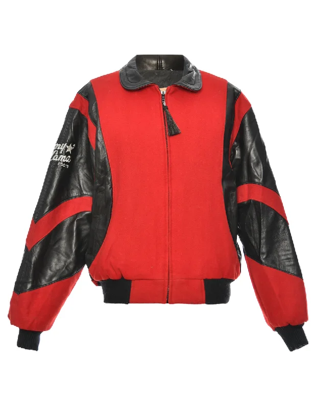 Lowest Rates Bud Light Cup Black & Red Contrast Embroidered Varsity Jacket - L