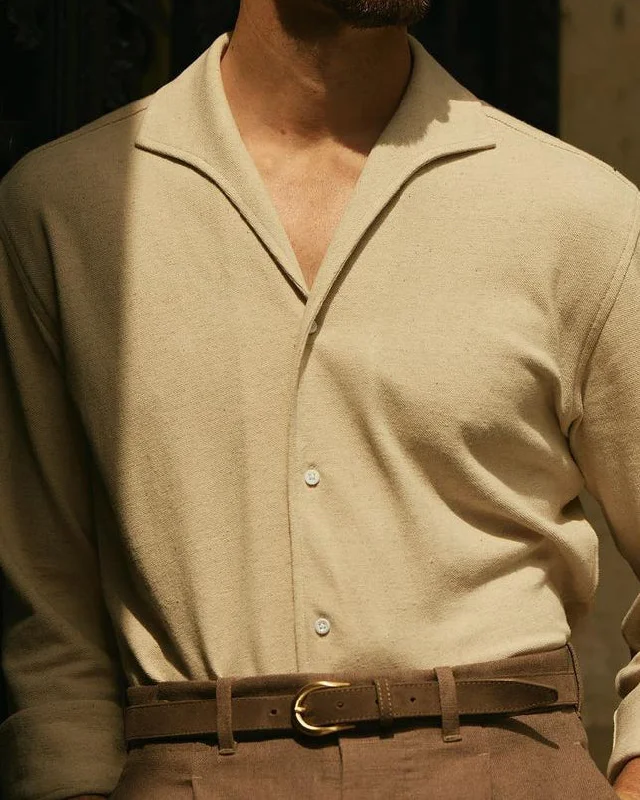 Discount Days Heather Cream Linen Cotton Polo