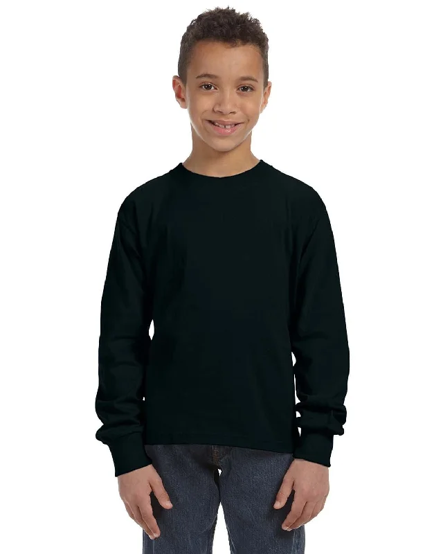 Fruit of the Loom Youth Heavy Cotton Long Sleeve T-Shirt | Black