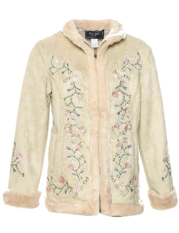 Beige Faux Shearling Jacket - M