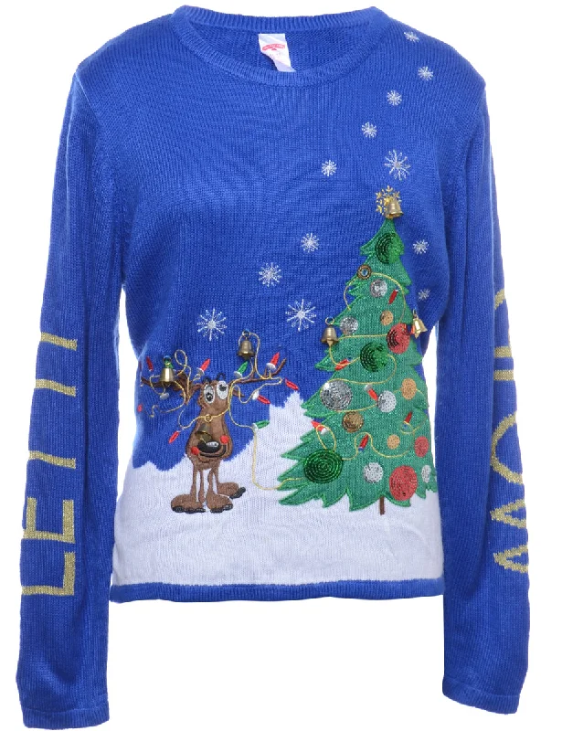 Beyond Retro Reworked Christmas Jumper With Bells - XL