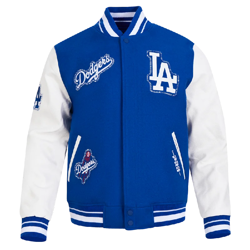 Weekend Specials to Grab MLB LOS ANGELES DODGERS DIY PICK STITCH MEN'S RIB WOOL VARSITY JACKE (DODGER BLUE/WHITE)