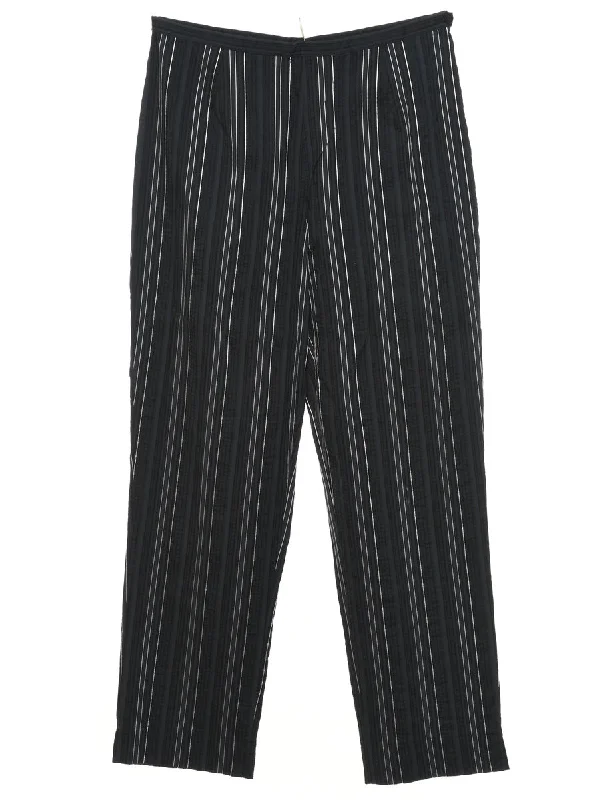 Weekend Deal Black Pinstriped Trousers - W28 L26