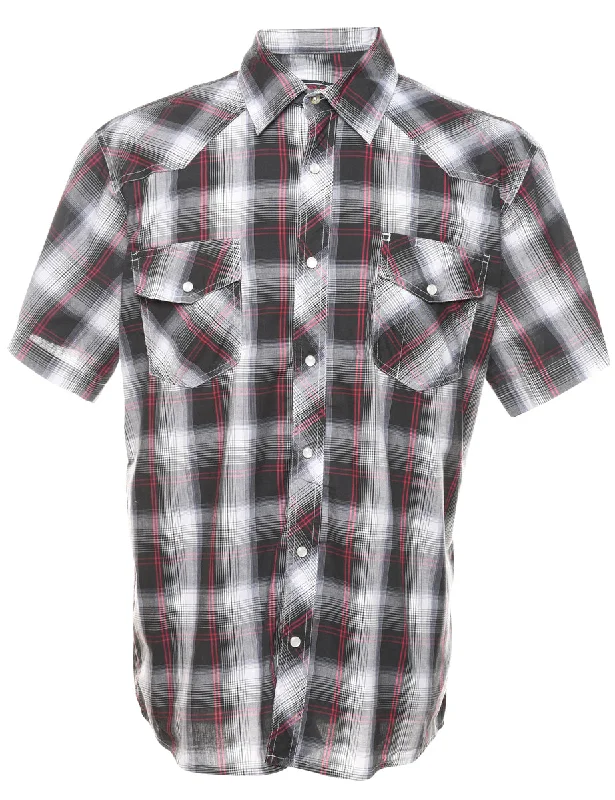 Black Checked Western Shirt - L