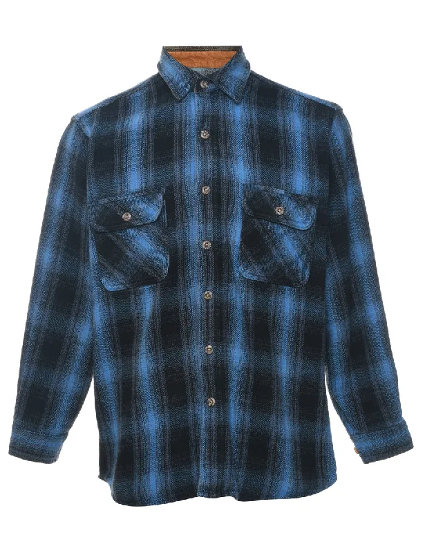Don't Delay Blue & Black Flannel Checked Shirt - M