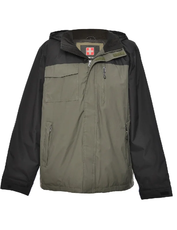 Black & Olive Green Two-Tone Mountaineering Jacket - M