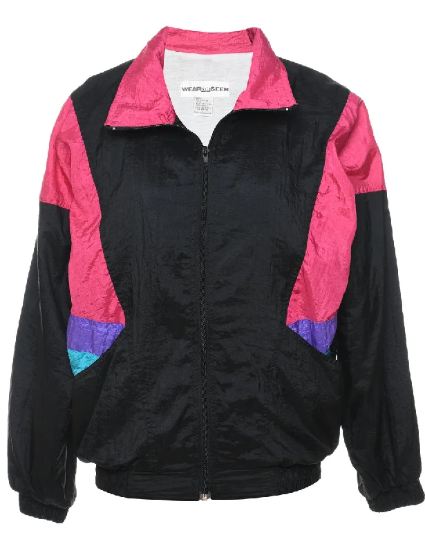 Big Deal Black. Pink & Blue 1990s Nylon Jacket - S