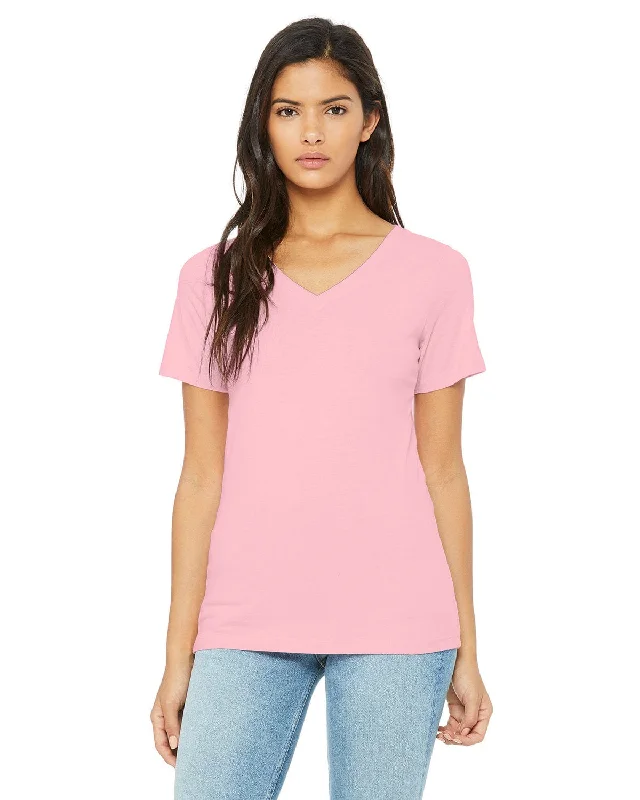 Bella+Canvas Ladies Missy V-Neck T-Shirt | Pink