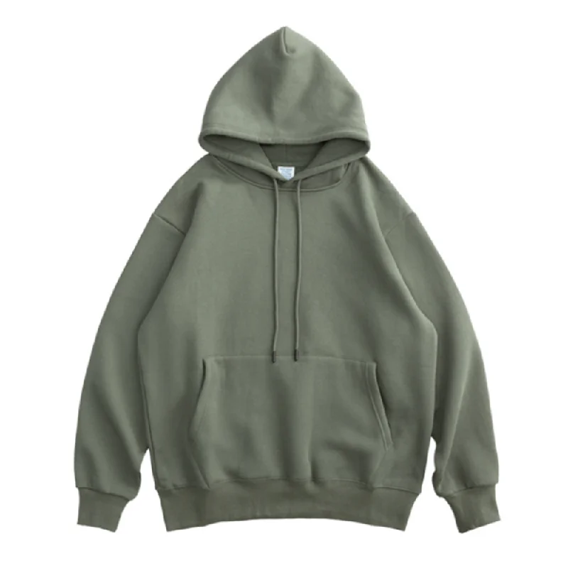 MEN All Season Overhead Regular Fit ROUND NECK Hoodie in Olive