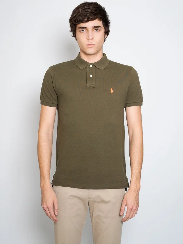 Buy Now Polo in Piquet Slim Fit Verde Militare