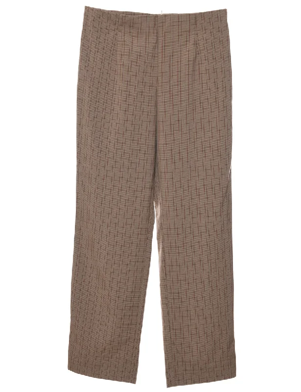 Savings Bonanza Brown Checked Trousers - W30 L31