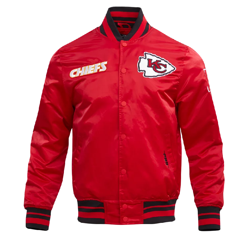 Pay Less NFL KANSAS CITY CHIEFS RETRO CLASSIC MEN'S RIB SATIN JACKET (RED/BLACK)