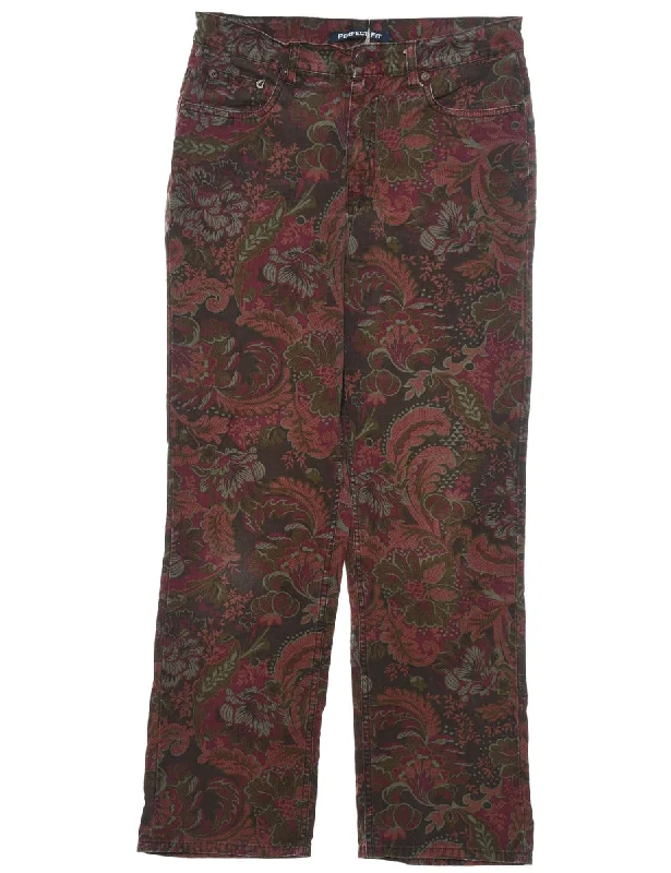 Bill Blass Multi-Colour Foliage Print Trousers - W30 L30