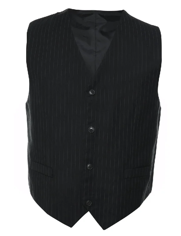 Limited Stock Black Pinstriped Waistcoat - S