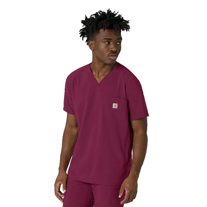 Special Discount Carhartt Force Cross-Flex Men's V-Neck Scrub Top - Wine