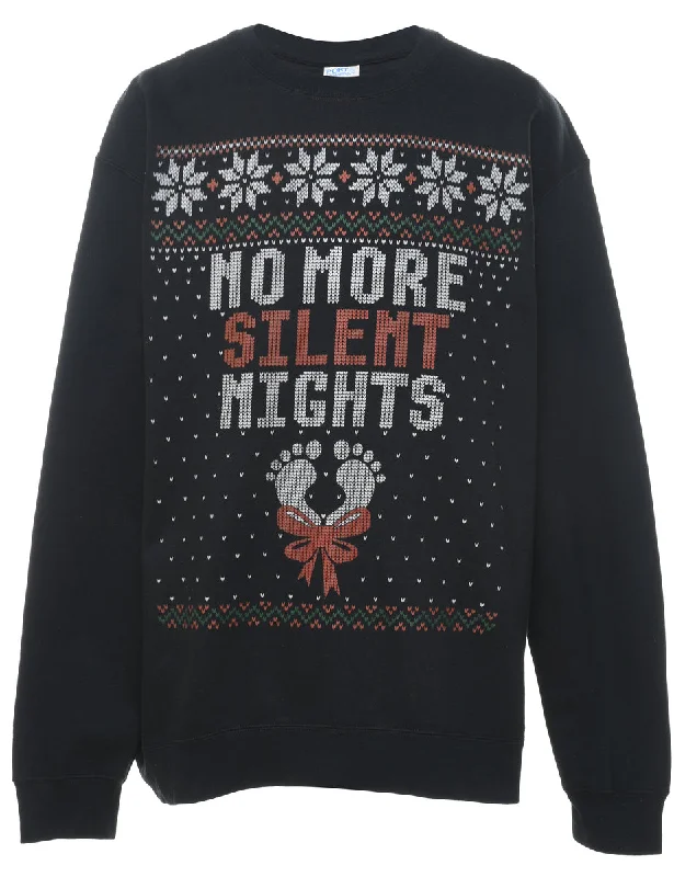Savings Bonanza Black Silent Night Christmas Sweatshirt - XL