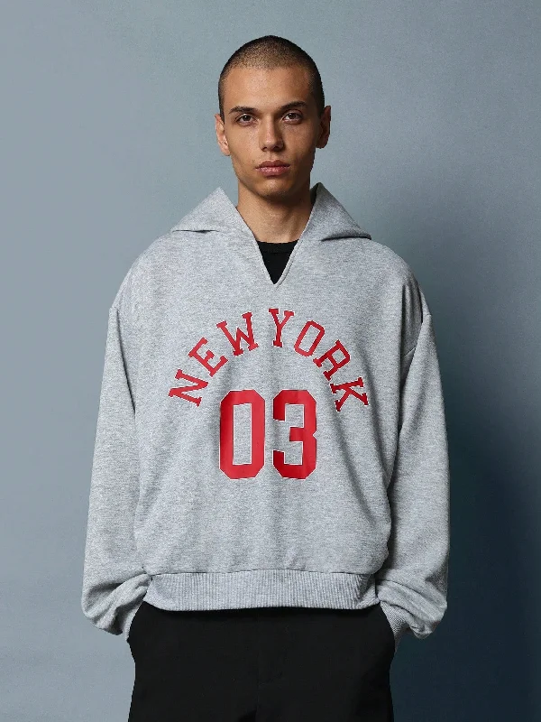 Weekend Special Oversized Fit Overhead Hoodie With New York Graphic Print