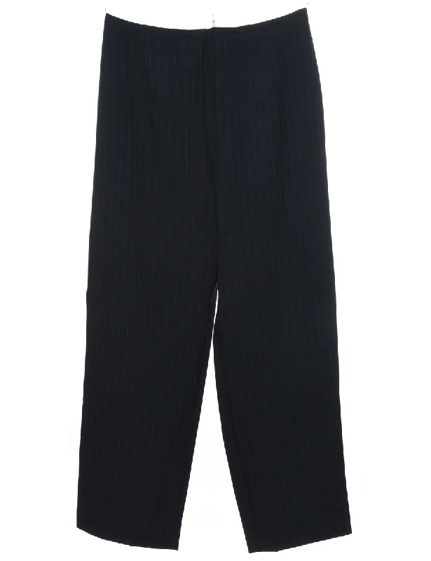 Exclusive Deal Black Pinstriped Trousers - W30 L30