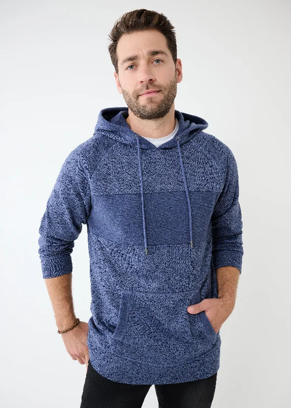 Weekend Deal Mixed Fabric Fleece Hoodie | Denim