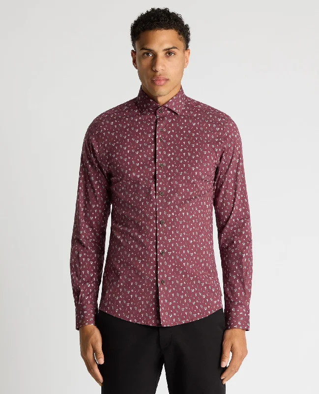Half Price Tapered Fit Floral Cotton-Stretch Shirt