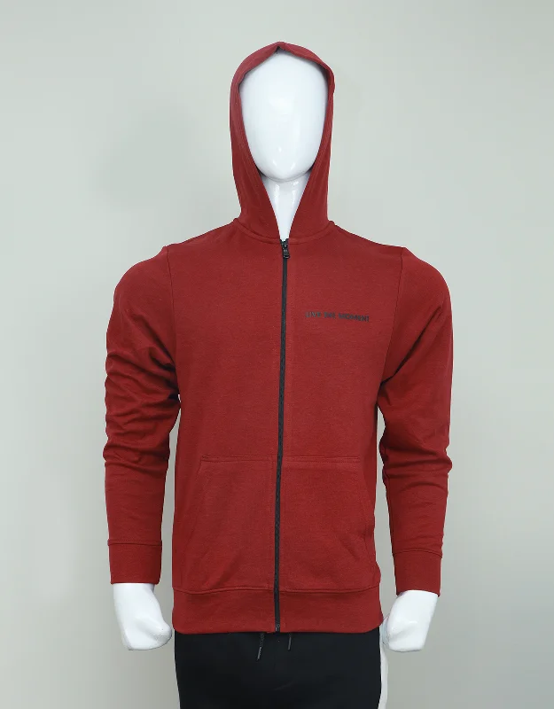 Deal Dash Men Fashion Maroon Zipper Hoodie