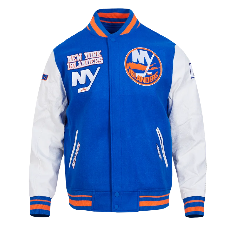 Unwind with Weekend Discounts NHL NEW YORK ISLANDERS RETRO CLASSIC MEN'S RIB WOOL VARSITY JA (ROYAL/ORANGE/ROYAL)