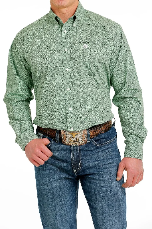 Weekend Discounts to Delight CINCH GREEN GEOMETRIC PRINT LONG SLEEVE SHIRT