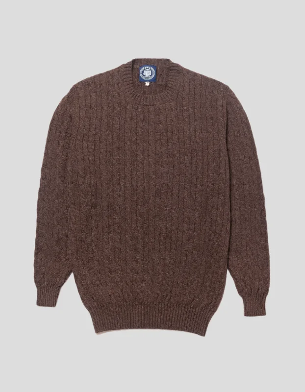 Celebrate the Weekend with Discounts DARK BROWN CASHMERE CABLE