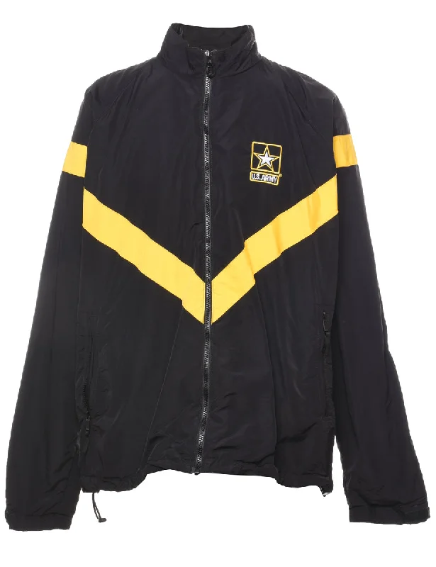 Black & Yellow Zip-Front Nylon Jacket - L