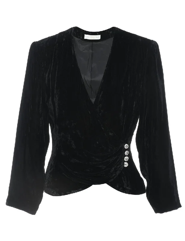 Price Drop Black Velvet Evening Jacket - M