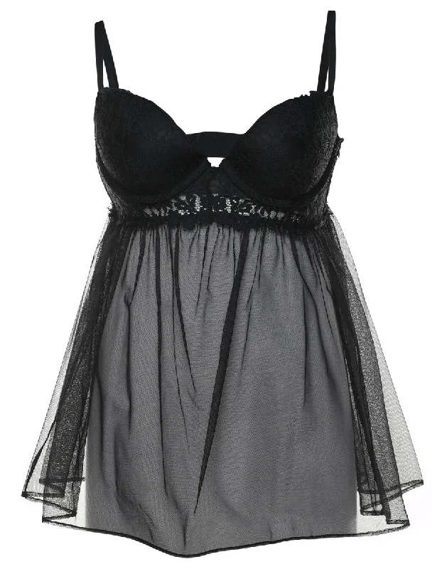 Limited Time Discount Black Sheer Classic Babydoll - S